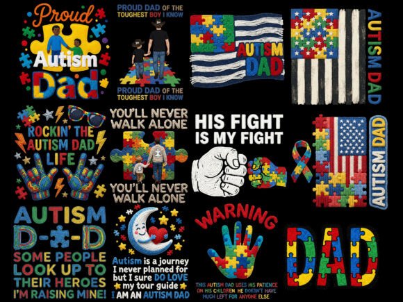Download Autism Dad 4th of July USA Tshirt Bundle - Shirt Collection