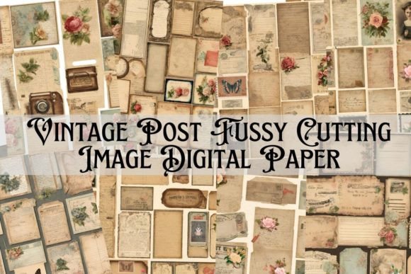 Download Vintage Post Fussy Cutting Digital Paper - Vintage Collection