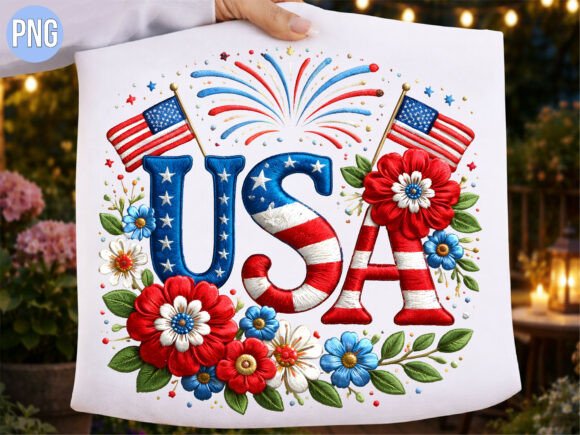 Download USA Floral Embroidery American Shirt PNG - Shirt Collection