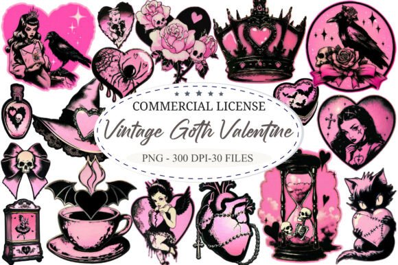 Download Vintage Goth Valentine Gothic Clip Art - Vintage Collection