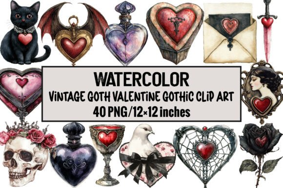 Download Vintage Goth Valentine Gothic Clip Art - Vintage Collection