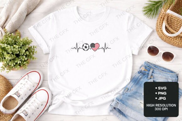 Download Soccer Heartbeat USA SVG T-Shirt Design - Shirt Collection