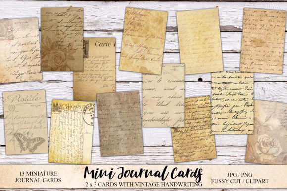 Download Mini Vintage Handwriting Journal Cards - Vintage Collection