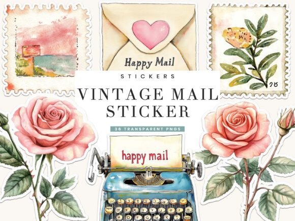 Download Vintage Mail Fussy Cuts Journal Stickers - Vintage Collection