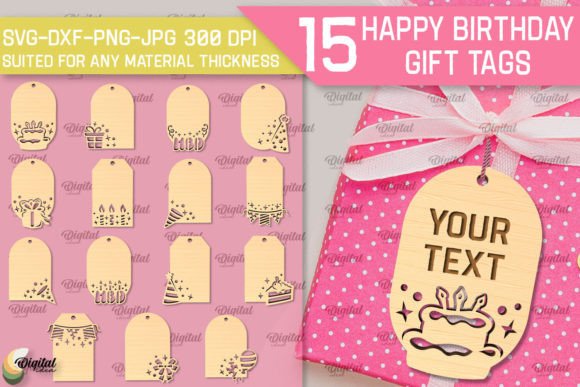 Download Happy Birthday Gift Tags LaserCut Bundle - Laser Collection