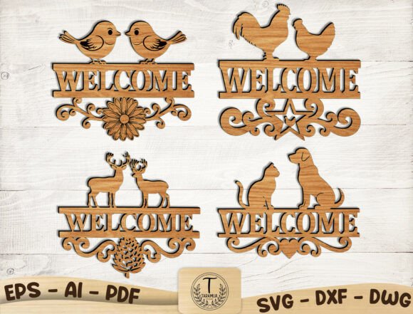 Download Animal Welcome Sign Laser Cut Files SVG - Laser Collection