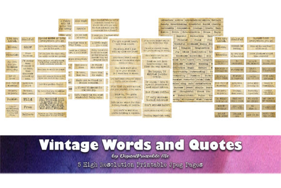 Download Vintage Words, Quotes Pack, Aged Sayings - Vintage Collection