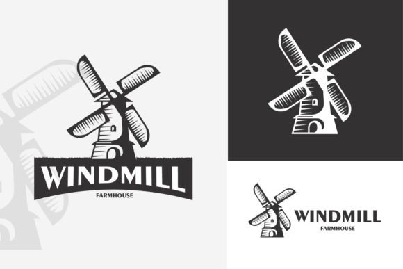 Download Vintage Windmill Logo Template Retro Art - Vintage Collection