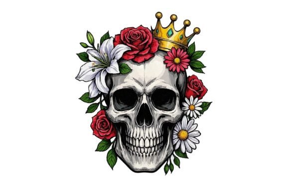 Download Dark Floral Skull Vintage Art PNG - Vintage Collection