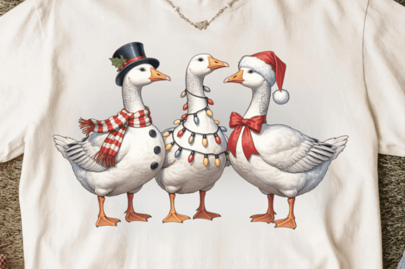 Download Vintage Christmas Cute Goose Png Clipart - Vintage Collection