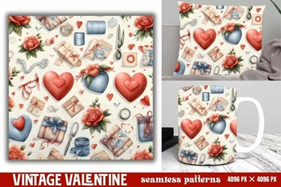 Download Vintage Valentines Day Seamless Pattern - Vintage Collection