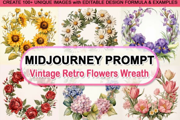 Download Editable Prompt - Vintage Flower Wreath - Vintage Collection