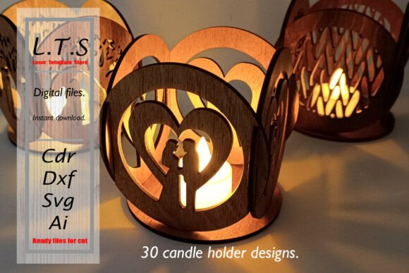 Download Laser Cut Candle Holders Set. 30 Designs - Laser Collection