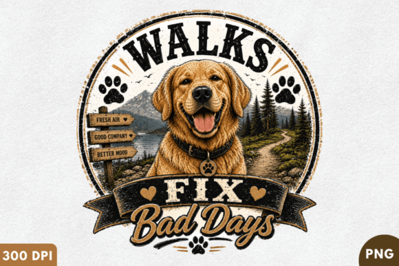 Download Walks Fix Bad Days PNG T-Shirt Design, F - Shirt Collection