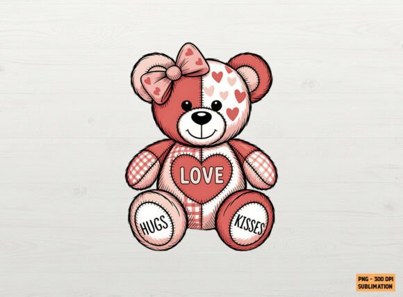Download Patchwork Teddy Bear Valentine Shirt PNG - Shirt Collection