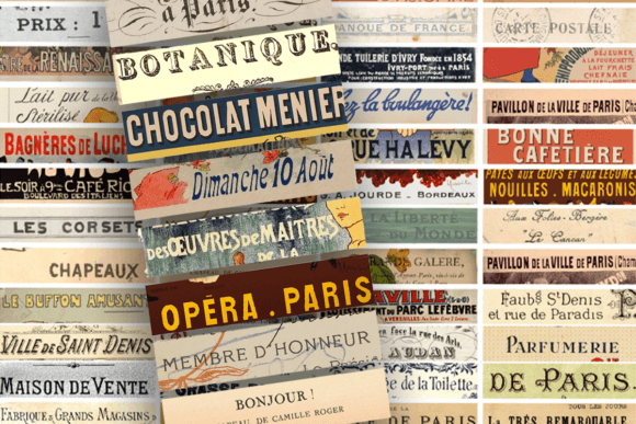 Download Vintage French Words Ephemera - Vintage Collection