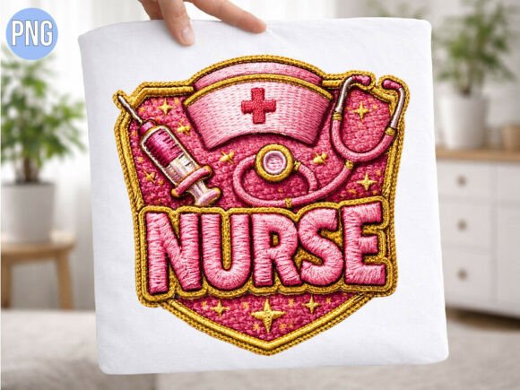 Download Pink Nurse Patch Embroidery T-shirt PNG - Shirt Collection