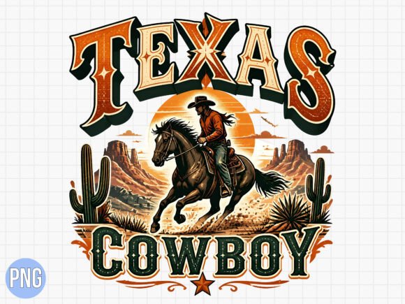 Download Texas Cowboy Retro Art PNG T-Shirt - Shirt Collection