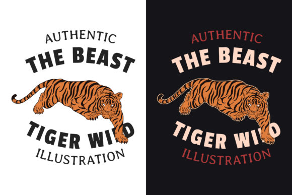 Download Tiger Pose Dark Merch Vintage Art - Vintage Collection