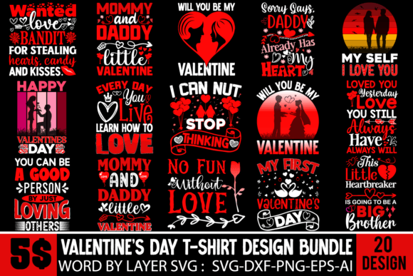 Download Valentine's Day T-shirt Design BUndle - Shirt Collection