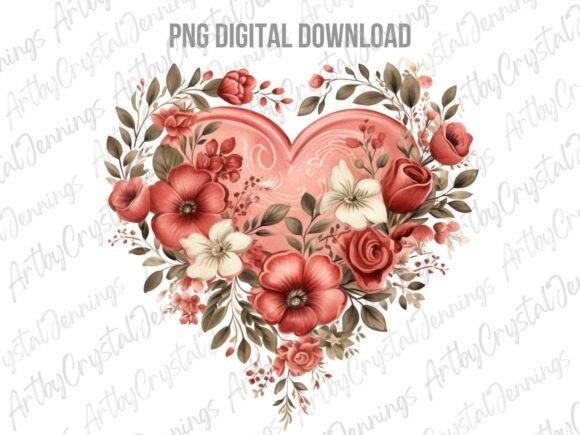 Download Beautiful Vintage Floral Heart PNG - Vintage Collection