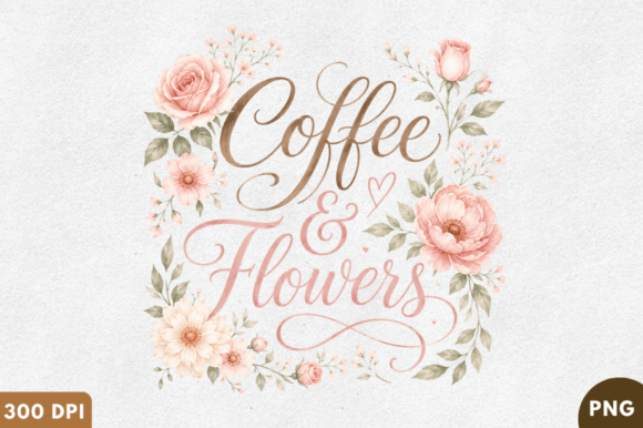 Download Coffee &amp; Flowers PNG T-Shirt Design,Coff - Shirt Collection