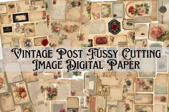 Download Vintage Post Fussy Cutting Digital Paper - Vintage Collection