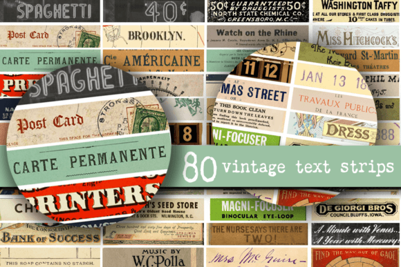Download Vintage Words Numbers Ephemera - Vintage Collection