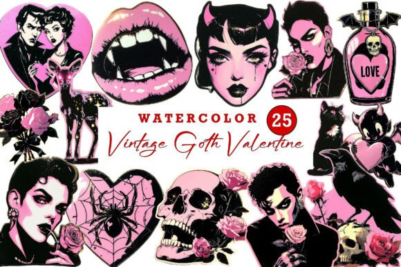 Download Vintage Goth Valentine Gothic Clip Art - Vintage Collection